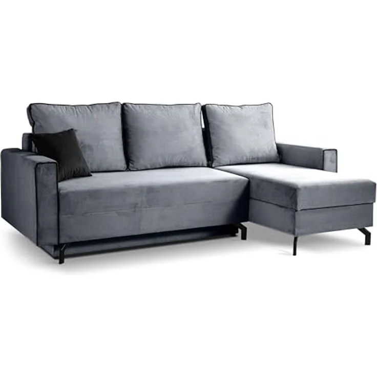 Ecksofa (B/H/T: 230x89x148 cm) in Blau-grau – Bild 1