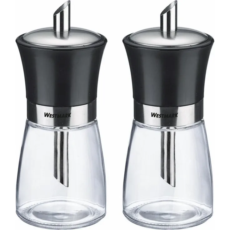 Westmark 2 Zuckerdosierer Blacky – Ideal für die Gastronomie oder zu Hause, 190 ml, Glas/Rostfreier Edelstahl/Kunststoff –Transparent/Schwarz/Silber, 635922E3