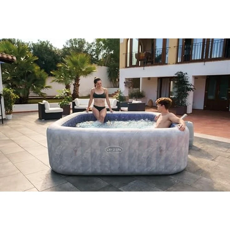 LAY-Z-SPA® Energiespar-Whirlpool San Francisco HydroJet Pro™ mit App-Steuerung, für 7 Personen 230 x 230 x 71 cm, Marmor-Optik (Samtgrau) – Bild 2