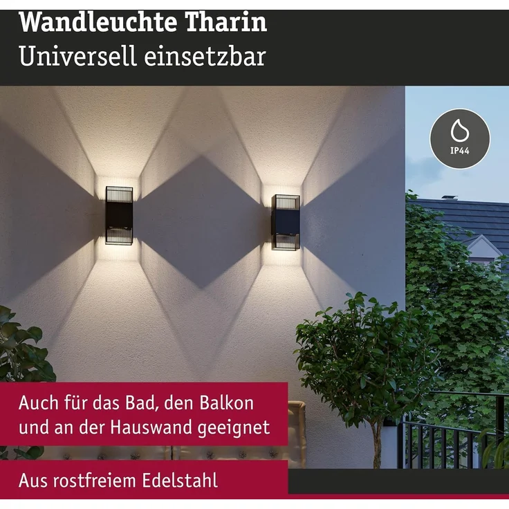 Paulmann 71251 LED Wandleuchte Tharin Schwarz 3000K IP44 – Bild 3