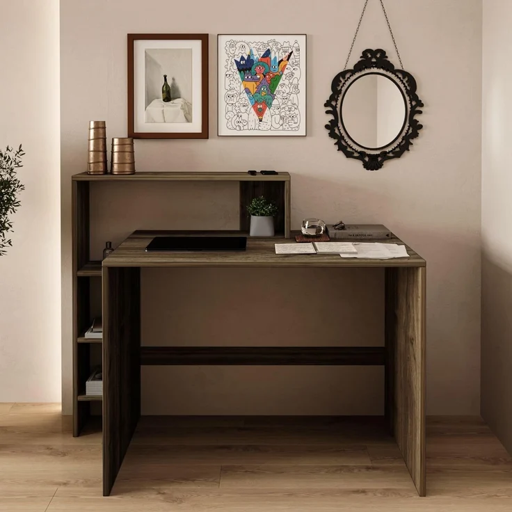 Skye Decor 'Amber - Walnut' Schreibtisch, Walnuss, 121,8 x 96 x 55 cm – Bild 4
