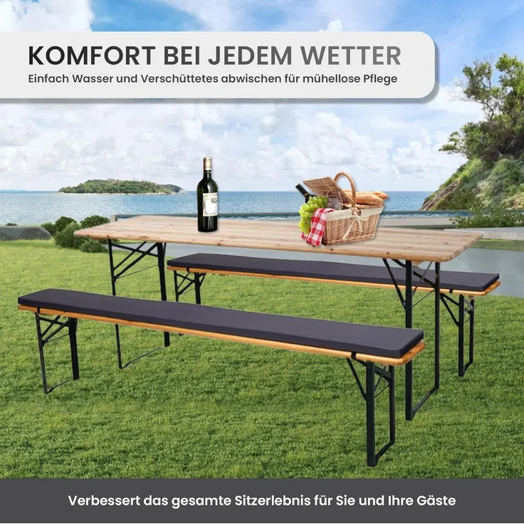 TexDeko Bankauflage Bierbankauflage (Einzeln) für Bierzeltgarnitur zum selber aufziehen, (1 St), 220x25x2cm/4cm, Top Qualität – Bild 6