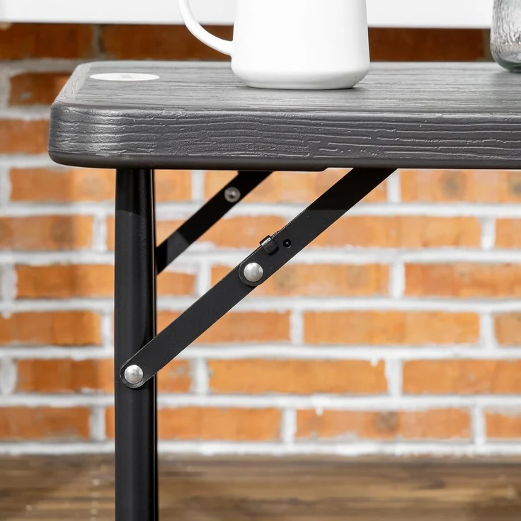 Outsunny Gartentisch Campingtisch Buffettisch mit Stahlgestell (Terrassentisch für 4 Personen, 1-St, Höhenverstellbarer Klapptisch), HDPE 118 x 60 x 74 cm, Dunkelgrau – Bild 9