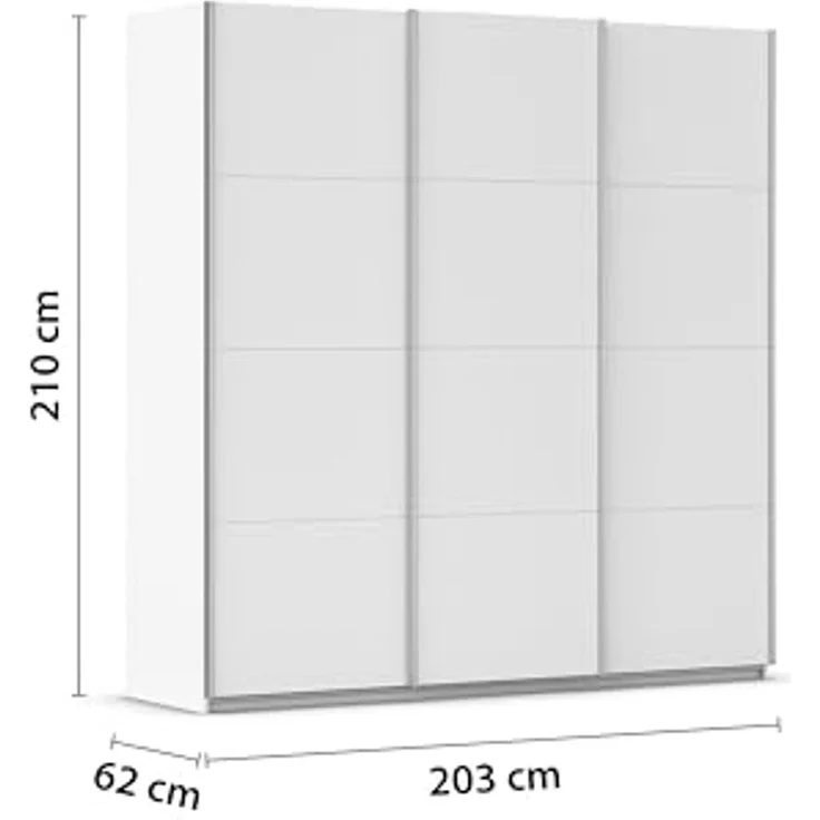 Rauch Möbel Kulmbach, Kleiderschrank mit Schwebetüren für Schlafzimmer, Kinderzimmer, Jugendzimmer, Garderobe, Flur, 3-türig, Zubehör Classic, Farbe Weiß, Breite 203 cm – Bild 3