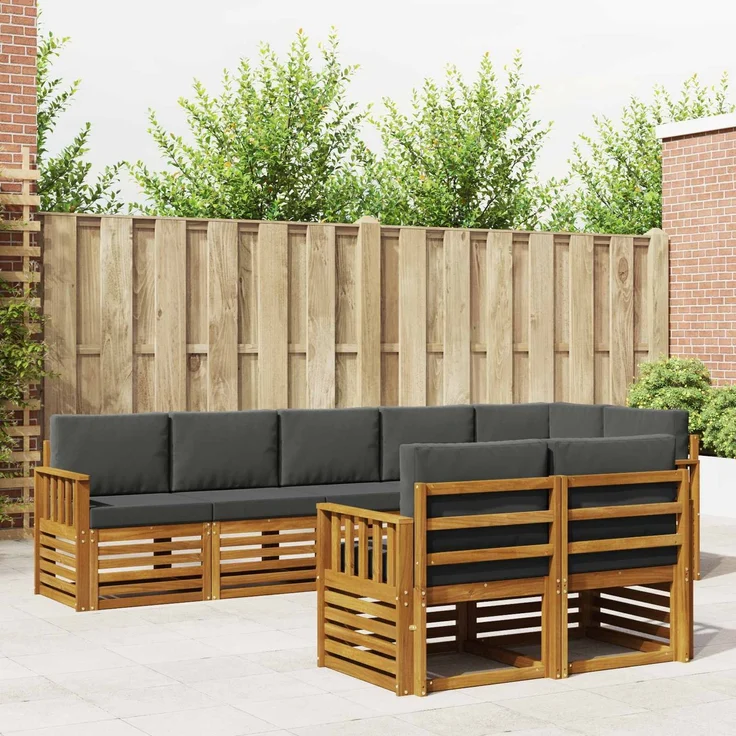 vidaXL Outdoor-Sofagarnitur 8 stk. 8-Sitzer Natur und Anthrazit 3375002 – Bild 1