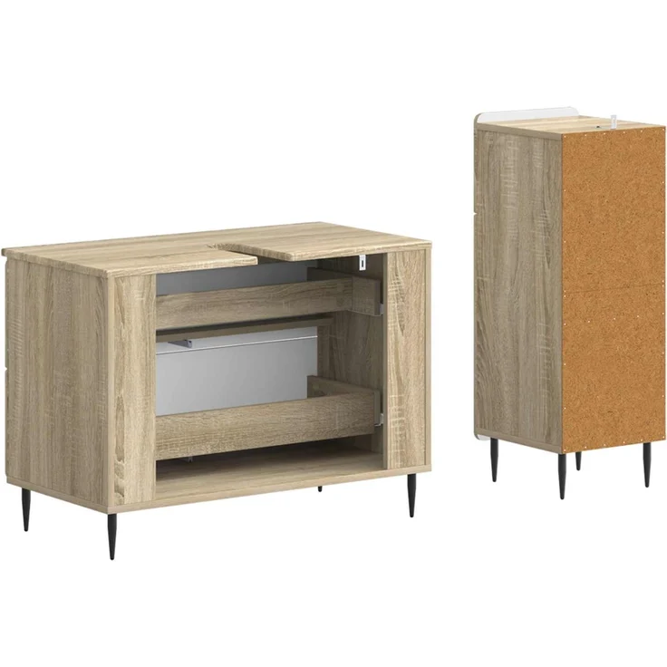 vidaXL 2-teiliges Badezimmer Schrank Set HAARLEM Sonoma-Eiche 3417695 – Bild 5
