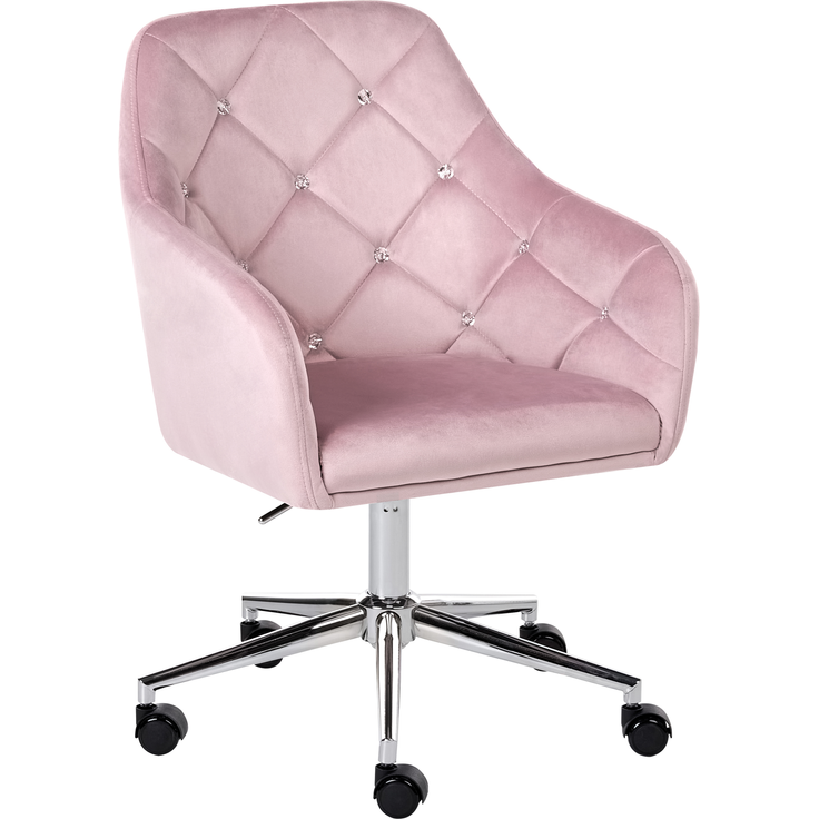 Schreibtischstuhl VELORIA Samtstoff Pastellrosa – Bild 4