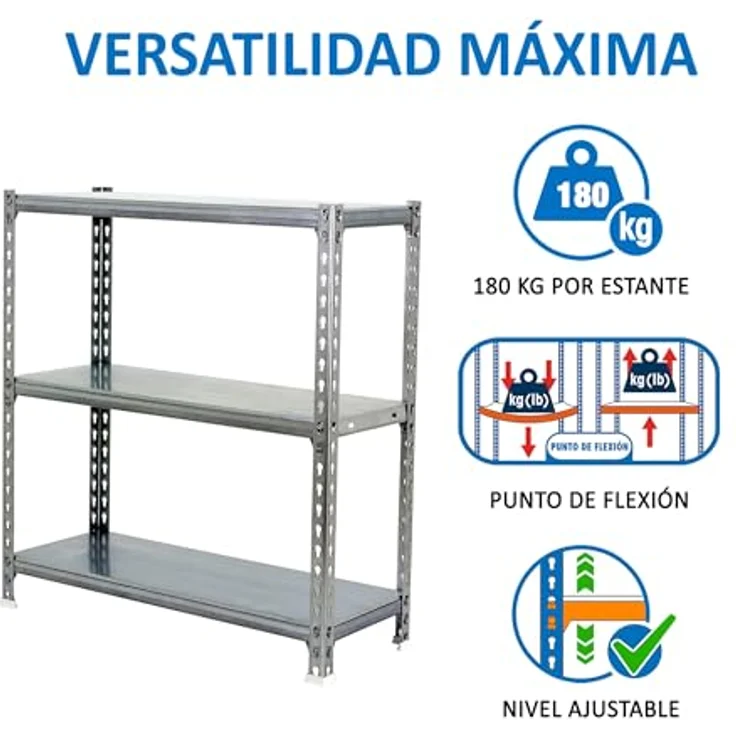 Simon Rack Simonclick Metallregal, 1000 x 900 x 300 mm, 3 Regalböden, 180 kg Biegepunkt, Regalböden, verzinkt – Bild 5