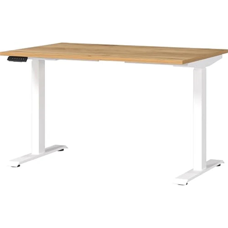 Germania Schreibtisch 7907-242, in Navarra-Eiche-Nb./Weiß, EL. höhenverstellb, 120 x 120 x 80 cm (BxHxT) – Bild 2