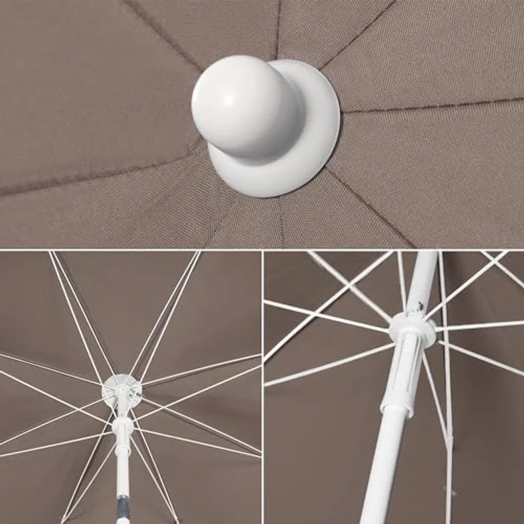 Sekey Sonnenschirm Ø 160 cm Balkonschirm Rund Strandschirm Sonnenschirm mit Schutzhülle, LxB: 160,00x160,00 cm, Neigungswinkel verstellbar, Höhe verstellbar, mit Tragetasche – Bild 4