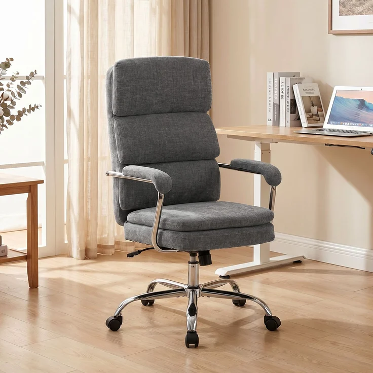 HOMCOM Bürostuhl, Polyester, Grau, 72,5L x 65B x 118H cm – Bild 9