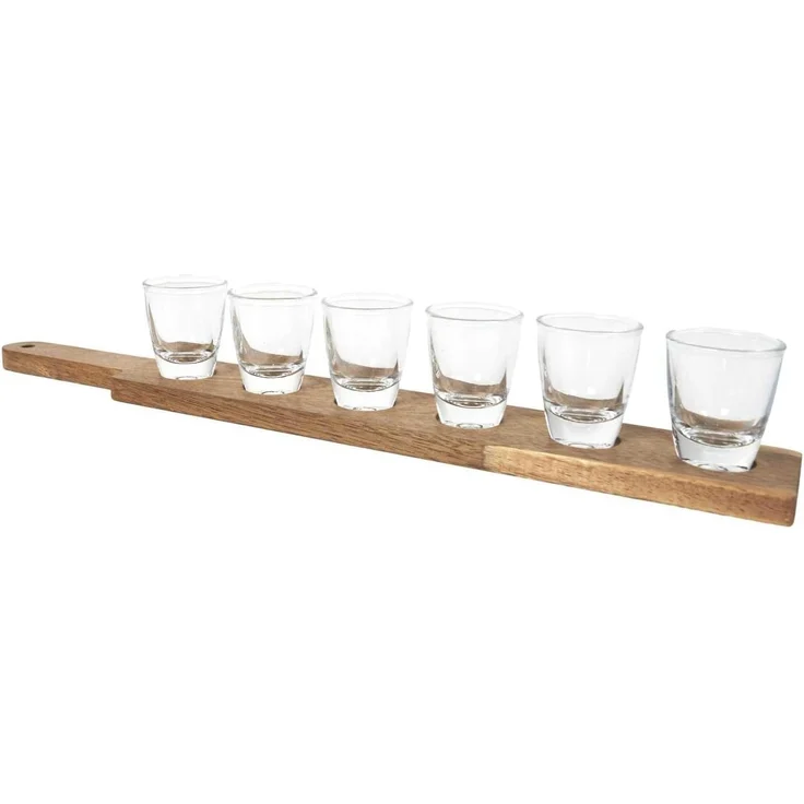 COOK CONCEPT 6er Shooter auf Akazie / Schnapsglasträger mit 6 Schnapsgläsern – Bild 1