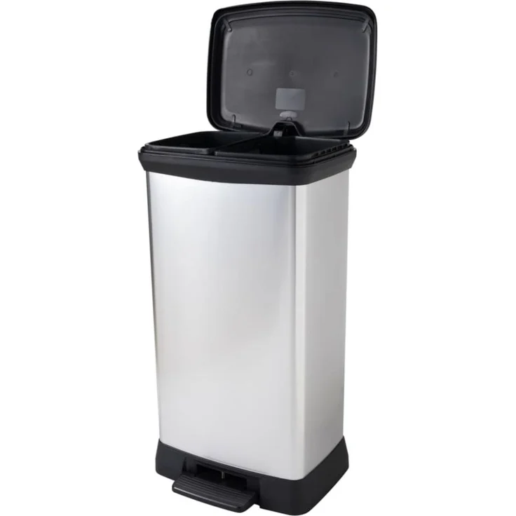Curver Tretmülleimer Deco Rechteckig 50L Silbern 443829 – Bild 8