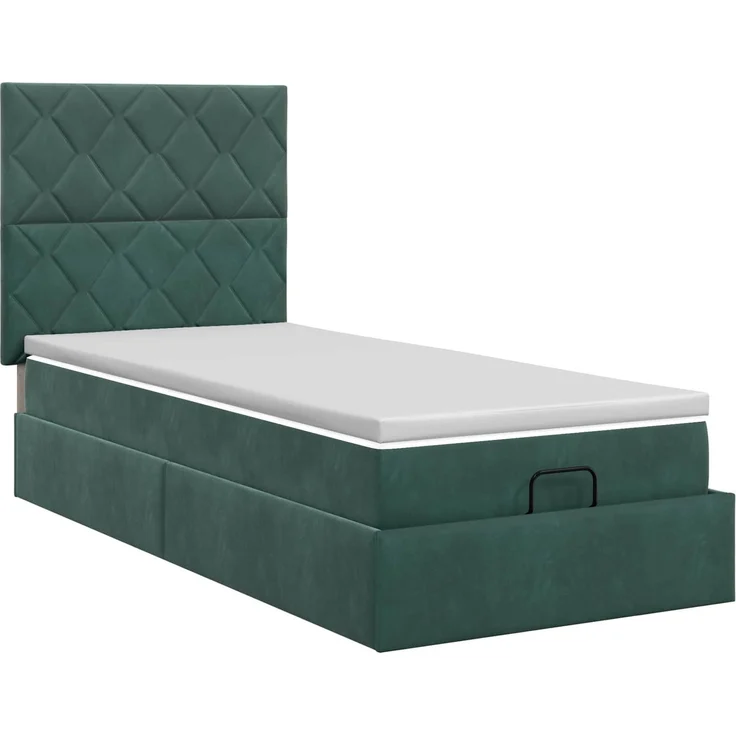 vidaXL Ottoman Bett mit Matratze Dunkelgrün 90 x 190 cm Samt 3457764 – Bild 8