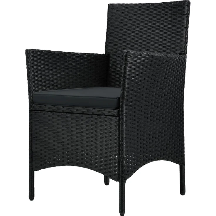 Juskys 'Bayamo' Balkon-Set für 2 Personen – Tisch, 2 Stühle mit Auflage, Polyrattan schwarz / grau – Bild 5