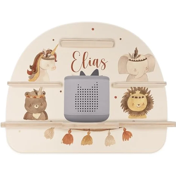 Kidsmood - Tonie Regal personalisiert mit Namen – Wandregal für Toniebox 2 & Figuren | Abgerundete Ecken & Kanten Inkl. Metallplättchen für Tonie Hörfiguren | Kinderzimmer Regal für Mädchen & Jungen – Bild 8