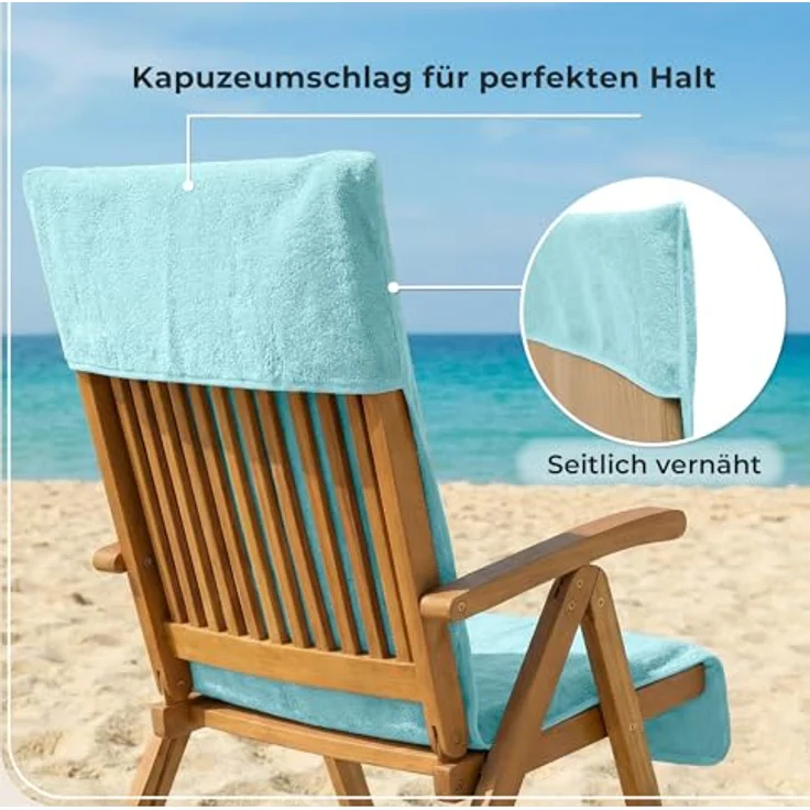 Laynenburg Handtuch Frottee Schonbezug Gartenstuhl, Baumwolle (2-St), Handtuch-Bezug Hochlehner - Stuhl-Bezug mit Umschlag für Campingstuhl – Bild 6