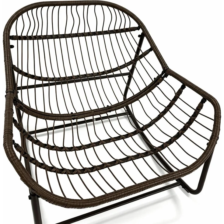 Outdoor-Schaukelstuhl 78 x 106 x 90 cm aus Polyrattan mit Stahlgestell und Polster, Orange – Bild 7