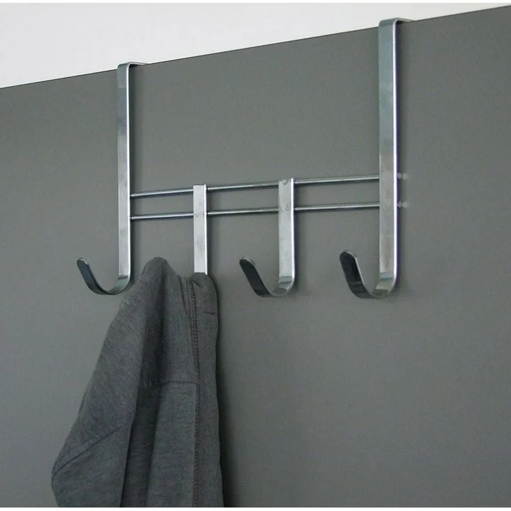 Metall Türgarderobe mit 4 Haken Garderobenleiste Kleiderhaken Türhaken Garderobe – Bild 2
