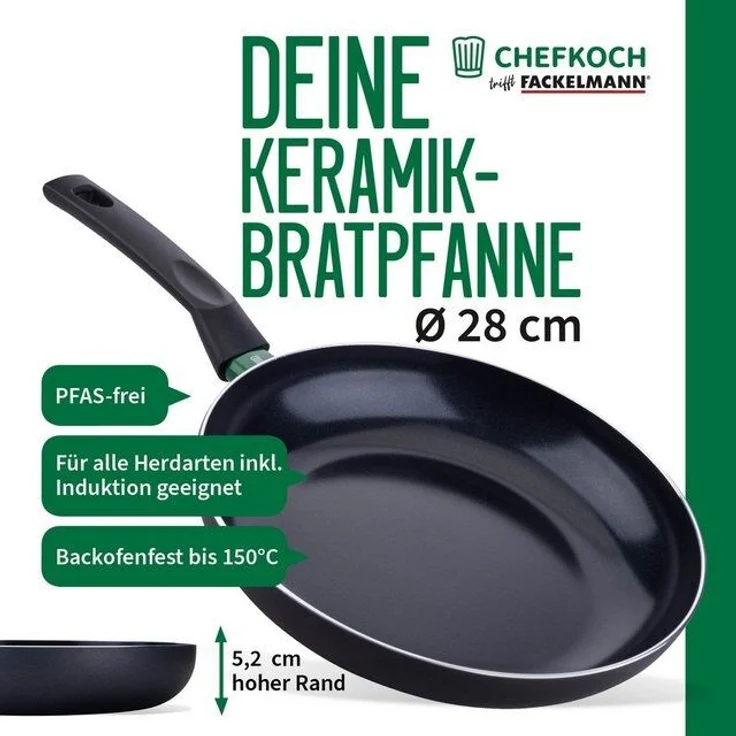 FACKELMANN Chefkoch Aluminium-Pfanne Ø28 cm Keramik-Antihaft-Beschichtung – Bild 4