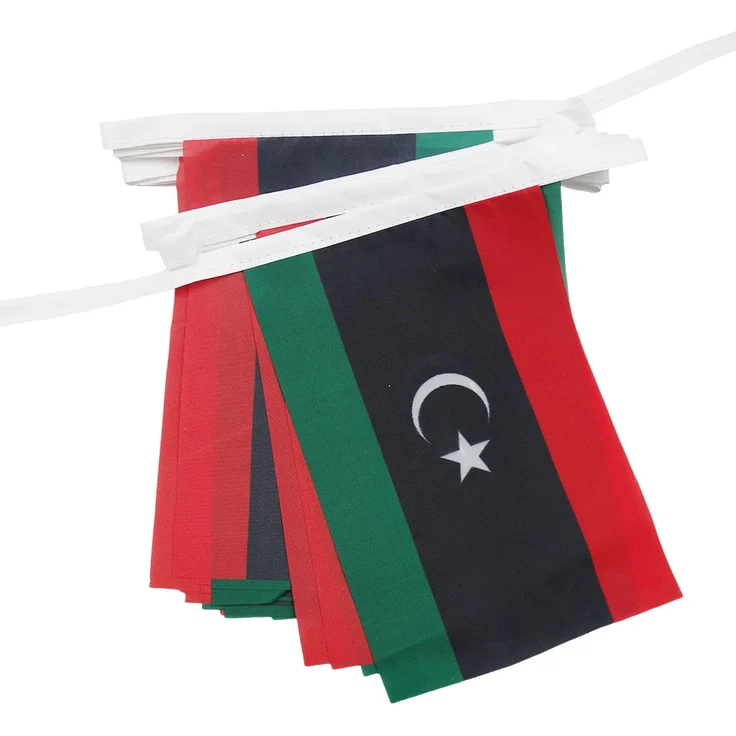 AZ FLAG - Fahnenkette Libyen 6 Meter Mit 20 Flaggen - 21x14 cm - Libyen Girlande Flaggenkette 14x21 cm