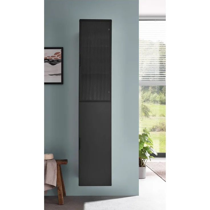 Hängeschrank Dark / Diosa, Glas, Holzwerkstoff, Schwarz, 35 x 170 x 33 cm – Bild 6