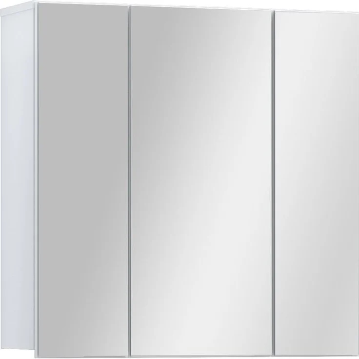 Badezimmerspiegelschrank >LOKKO< 3 Türen, grifflos, Weiss / Spiegel - 69,9x70,3x22,1cm (BxHxT) – Bild 3