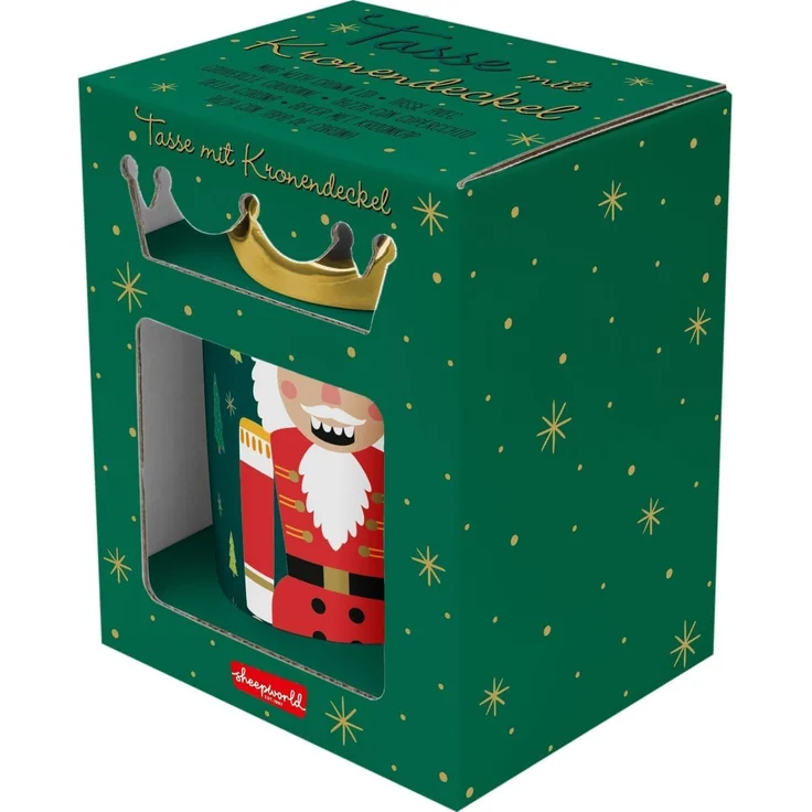 Sheepworld Tasse + Deckel Kronenform 35cl Geschenk Weihnachten NUSSKNACKER 51221 – Bild 5