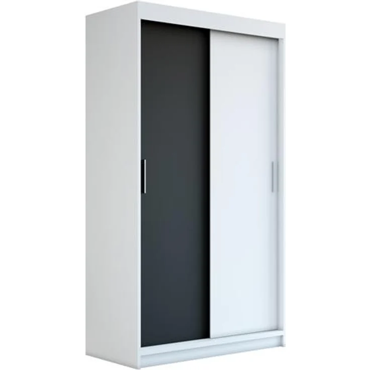 Schwebetürenschrank PAX 2-türig Schrank 120 cm (mit Spiegel) Farbe: Weiß , schwarz – Bild 1