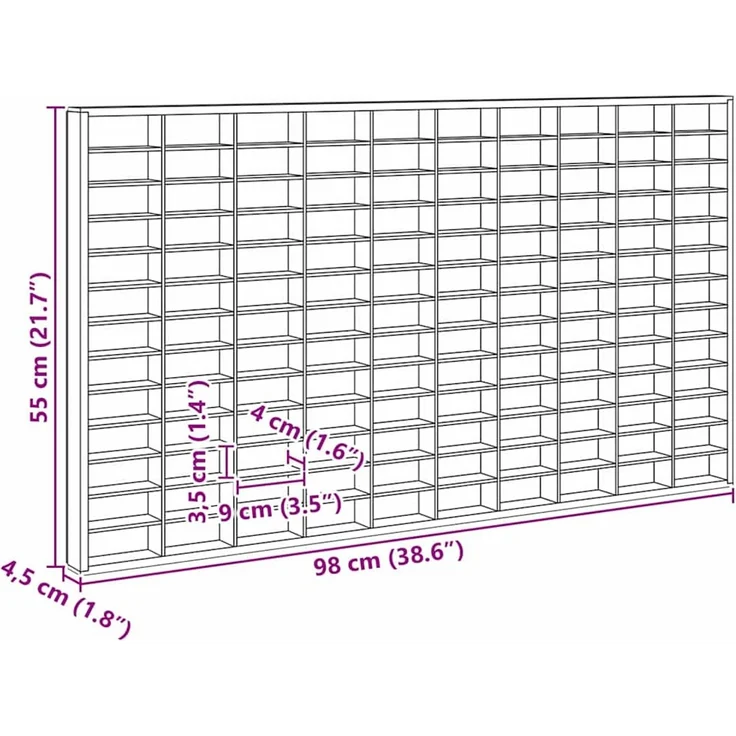 vidaXL Wanddisplay-Case mit Regal Beige 98 x 4,5 x 55 cm Holzwerkstoff 42015608 – Bild 11