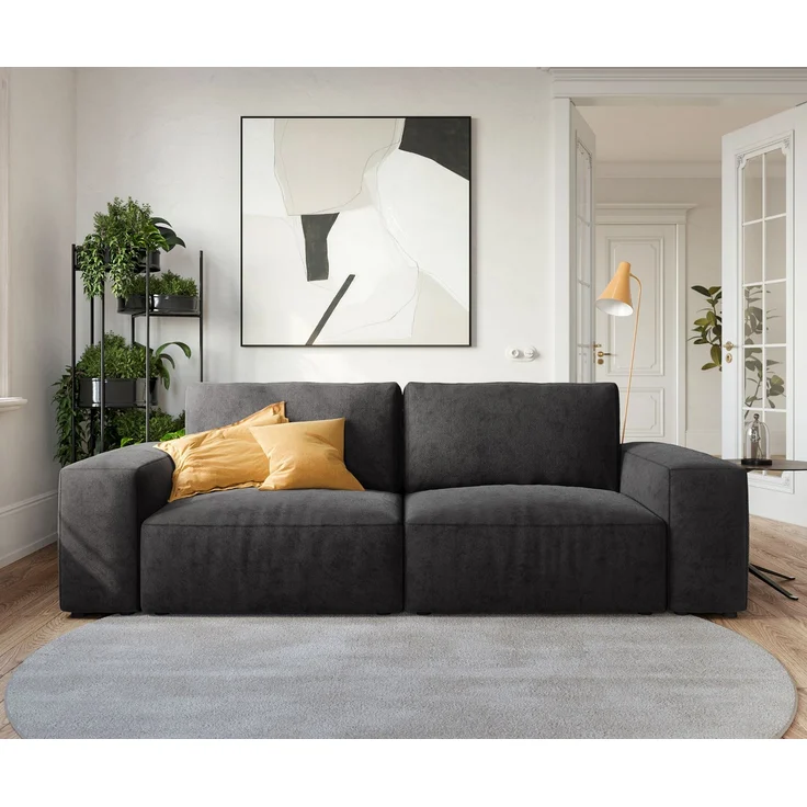 Big-Sofa Lanzo 230x95 cm Mikrofaser Schwarz – Bild 2