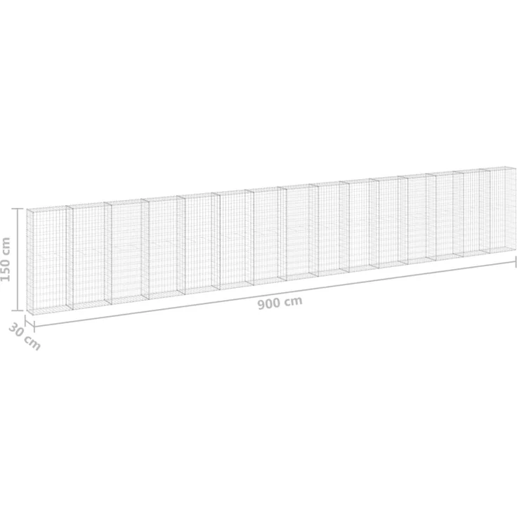 vidaXL Gabionenwand mit Abdeckung Verzinkter Stahl 900 x 30 x 150 cm 147818 – Bild 6