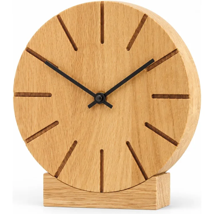 Natuhr Wanduhr T1401 Boom Wand- und Tischuhr aus Massivholz Eiche – Eiche natur – 17 × 17 × 4 cm