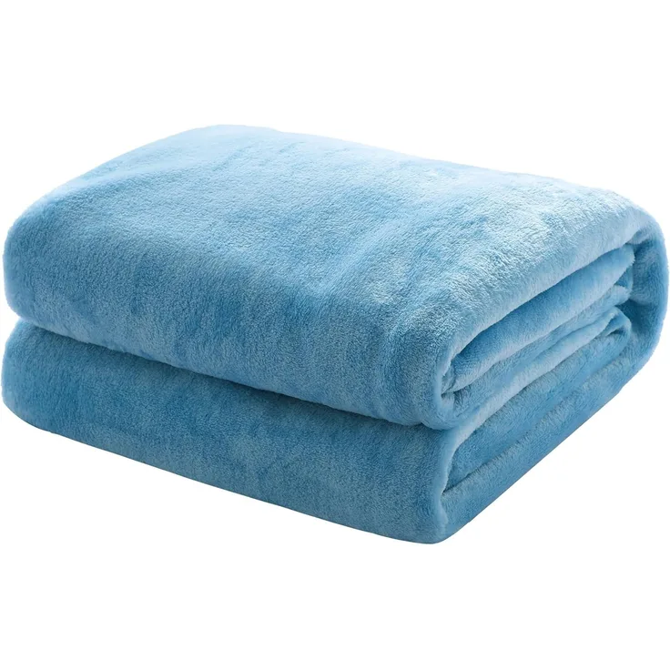 Mixibaby Kuscheldecke Flauschige extra weich & warm Wohndecke Flanell Fleecedecke, Falten beständig/Anti-verfärben als Sofadecke oder Bettüberwurf, Größe:240x270 cm, Farbe:Blau