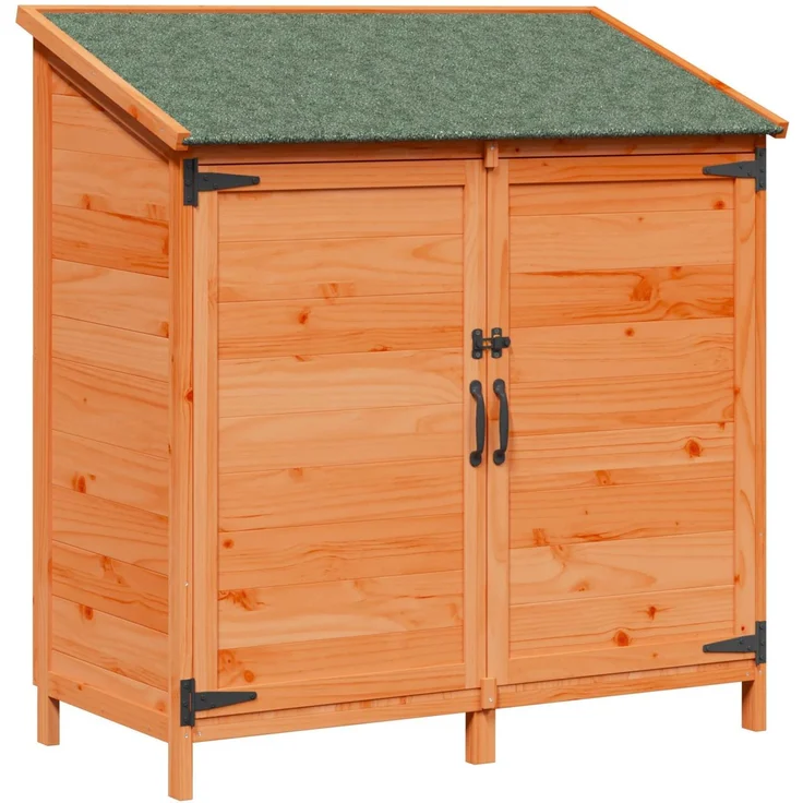 vidaXL Gartenschuppen mit Dach mit Schloss Braun 106,5 x 56 x 113,5 cm 42033443 – Bild 2