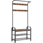 Garderobenständer, Freistehender Flurbaum, Garderobenständer mit abnehmbaren Haken, Sitzbank und Schuhregal, Höhe 183 cm