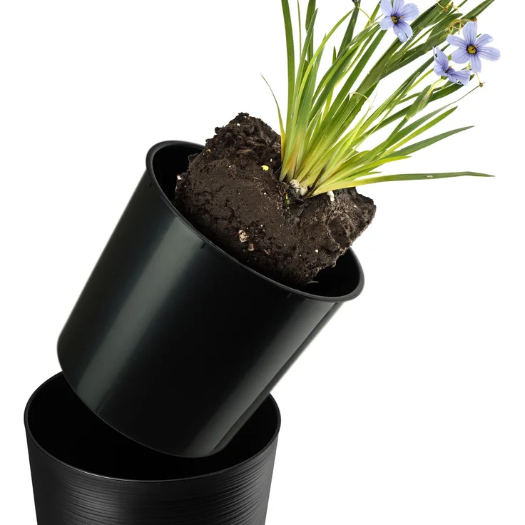 KADAX Blumentopf Blumentopf 57cm Abdeckung mit Einsatz Blumenständer Kunststoff Schwarz – Bild 6