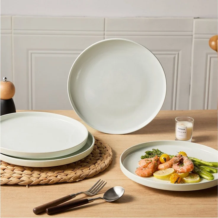 JIWOO Teller 4er Ø26,5cm, Frühstücksteller Salatteller Steakteller Dessertteller, (24 St), Keramik Tellerset Weiß Mikrowellen spülmaschinenfest Ø26,5 cm – Bild 4