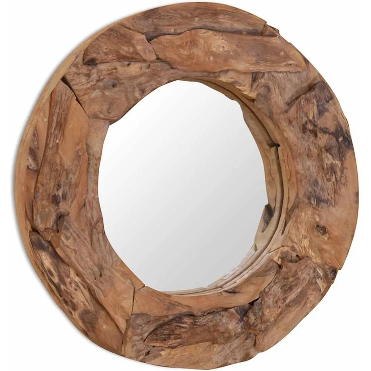 Wandspiegel, Dekorativer Spiegel Teak 60 cm Rund – Bild 4
