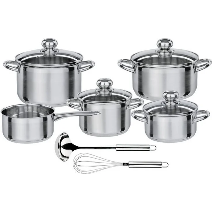 GSW Topf-Set Silver Star, Edelstahl (Set, 11-tlg, Bratentopf Ø 16/20 cm, Fleischtopf Ø 16/20 cm, Stielkasserolle Ø 16 cm), Induktion – Bild 3