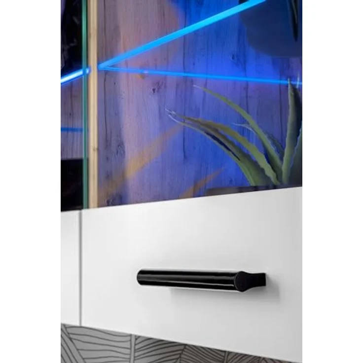 Komodee Hängevitrine Savona, Eiche Wotan und Weiß, 2 Fächer, Rechteckig, 100x50x27.2 cm, für Wohnzimmer und Wohnwände – Bild 5