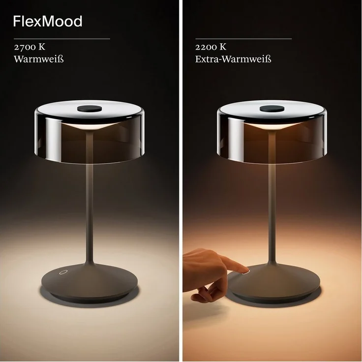 SIGOR LED Tischleuchte Akku-Glasleuchte NUMOTION graphitgrau, Dimmbar, LED fest integriert, Warmweiß – Bild 2
