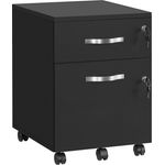 Vasagle Rollcontainer, abschließbar, Aktenschrank mit 2 Schubladen, 5 Rollen und verstellbarer Hängeregistratur, strukturierte Oberfläche, MDF/PVC, Schwarz, 43,8 x 40 x 54,7 cm