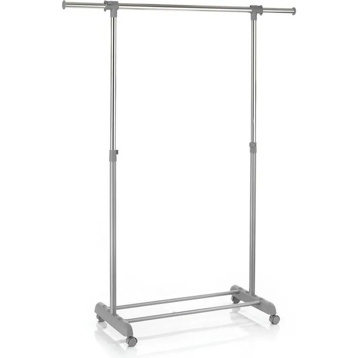 CARO-Möbel Rollgarderobe SALA Garderobenwagen Kleiderständer Garderobenständer Kleiderwagen grau höhenverstellbar und ausziehbar
