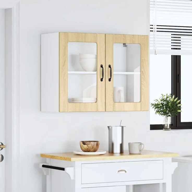 vidaXL Küchen-Hängeschrank mit Glastür Lucca Sonoma-Eiche Holzwerkstoff 853850 – Bild 3