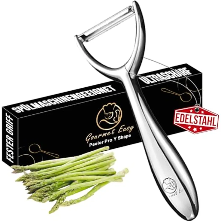 Premium Sparschäler aus Edelstahl für Obst & Gemüse Y Schäler mit ultrascharfer Klinge geeignet als Kartoffelschäler & Spargelschäler mit ergonomischem und rutschfestem Griff