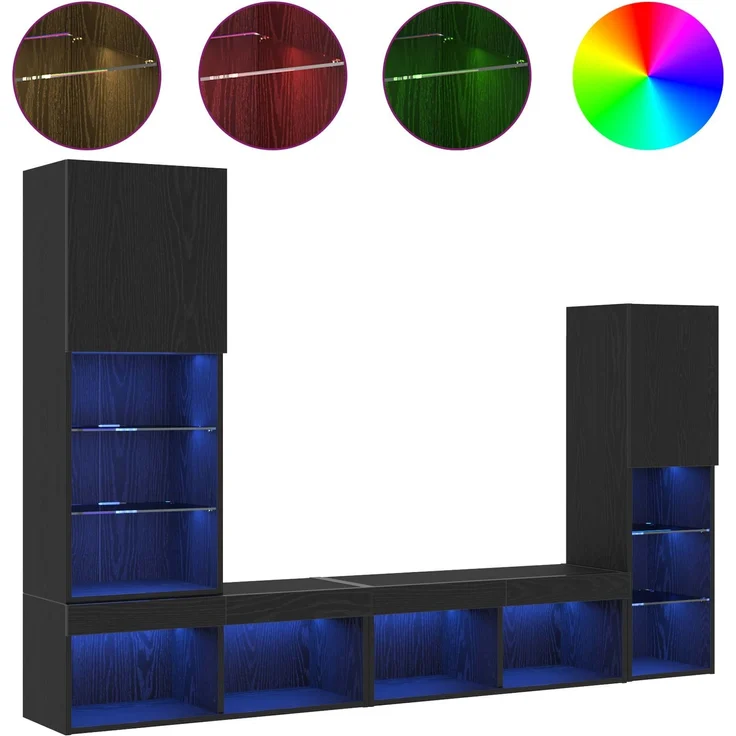 vidaXL TV-Schränk 4 pcs Schwarz Eichen-Optik Holzwerkstoff 3334391 – Bild 1