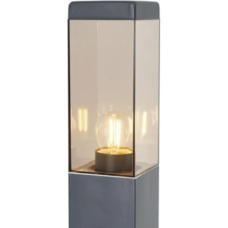 Qazqa Malios außen Pollerleuchte, Wegeleuchte in Dunkelgrau, max. 15W, e27-Fassung, dimmbar, IP44, 80cm, rechteckig – Bild 3