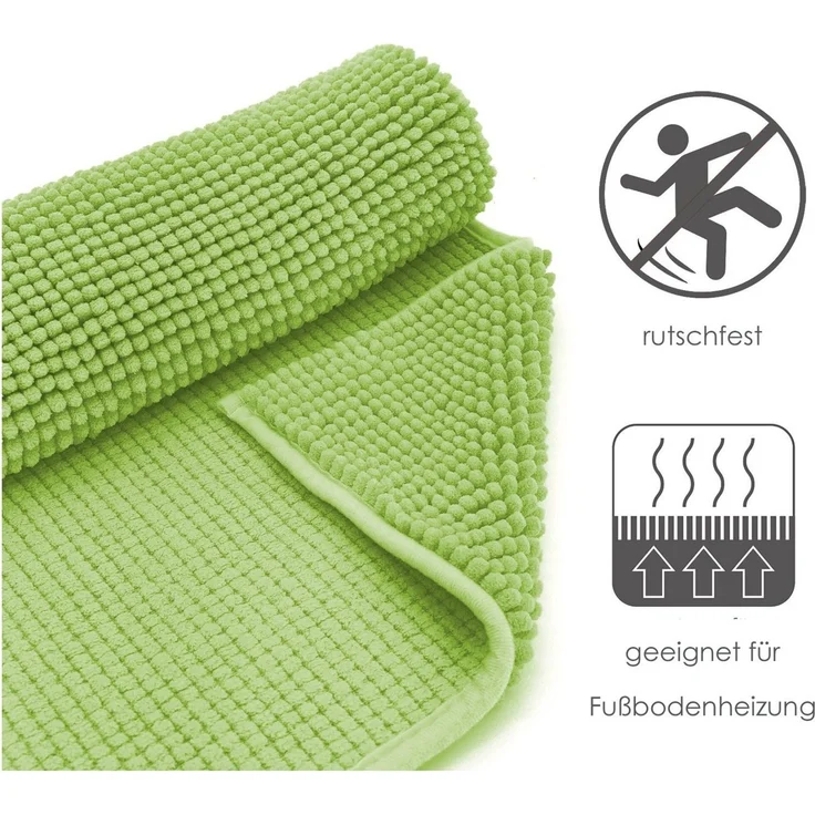 heimtexland Badematte Badvorleger Chenille Badteppich Duschvorleger, rutschhemmend beschichtet, Fußbodenheizung geeignet, schnell trocknend, strapazierfähig, fußbodenheizungsgeeignet, rutschfest, saugstark, Polyester, rund, Rund 60 cm, Hochflor, super ... – Bild 4