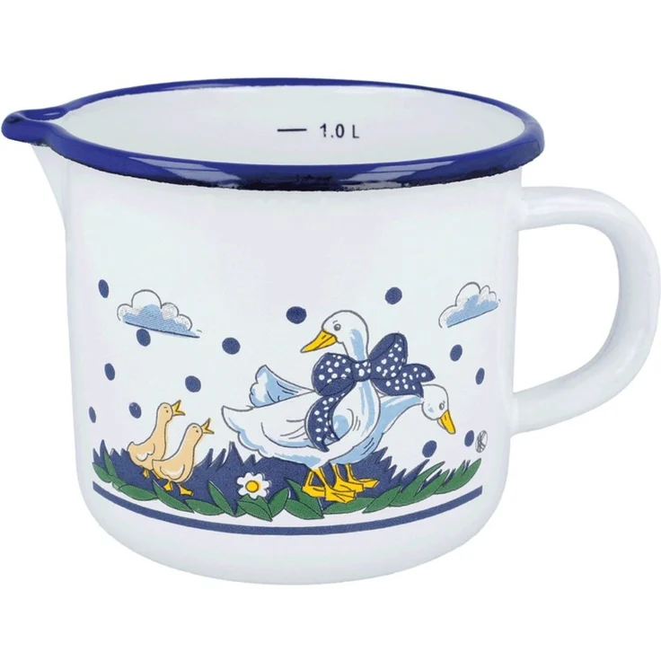 EUROHOME Milchtopf im Landhauslook Milchtopf emailliert mit Messskala 1l, Emaille (1-tlg, Milchtopf Ø12 cm), Milchtopf mit Ausgießer - Milchtopf Induktion – Bild 1